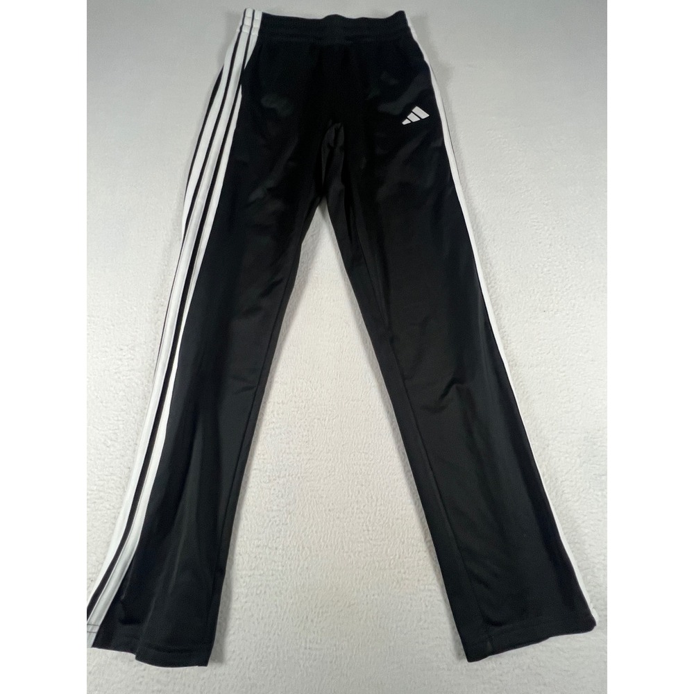 Adidas Track Pants Youth Large 14/16 Black Excellent 3-Stripe Athletic Pants